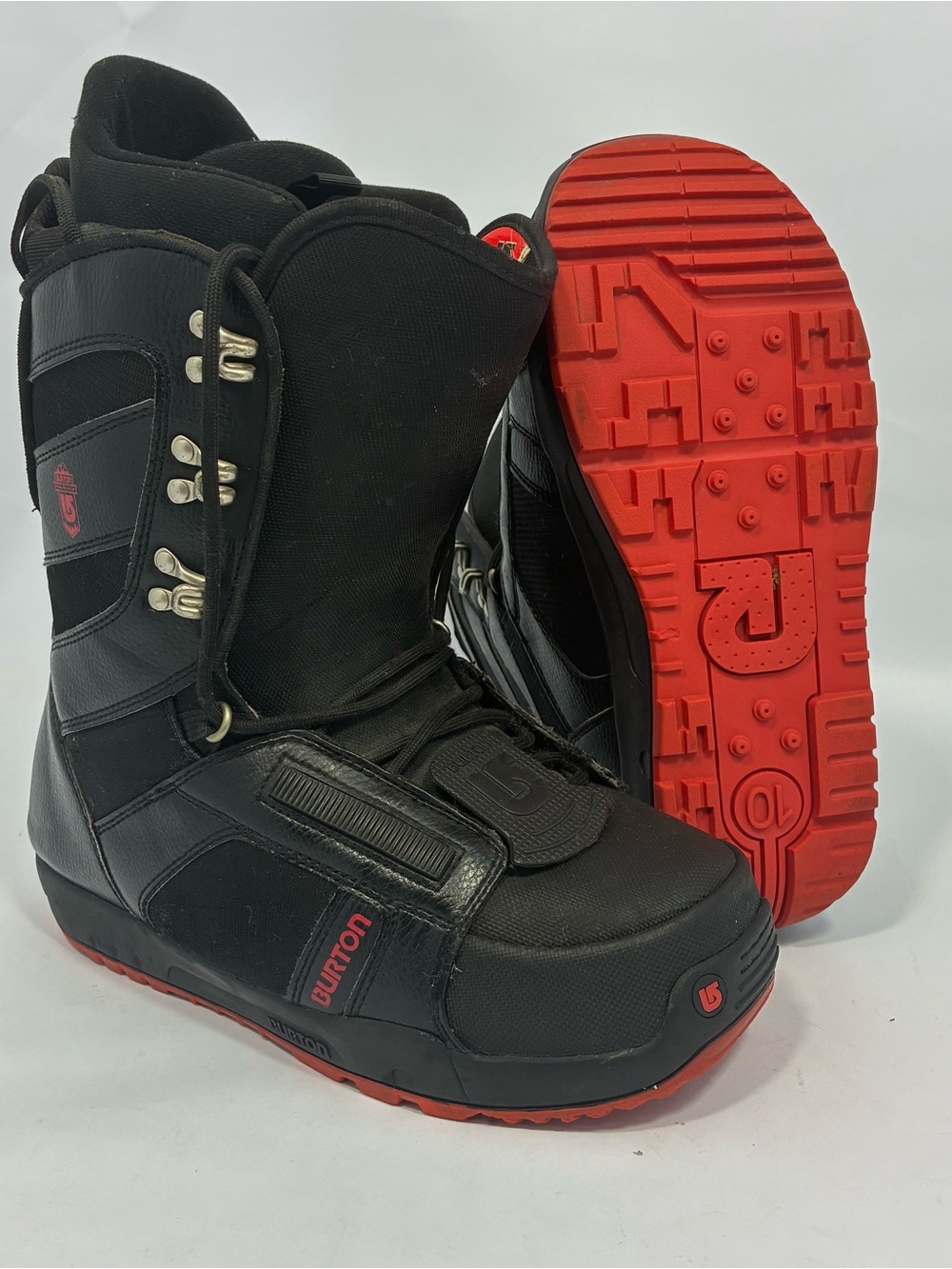 Burton Black Snowboard Boots with Red Soles